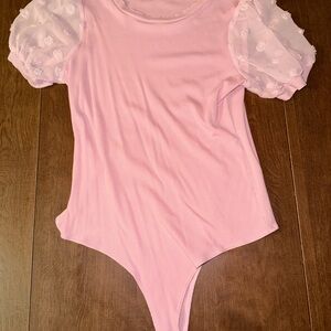 Elegant Pink Puff Sleeve Bodysuit